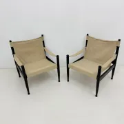 Set of mid-century Danish safari chairs by Erik Wørts for Niels Eilersen, 1960s