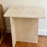 Minimalist travertine stone side table