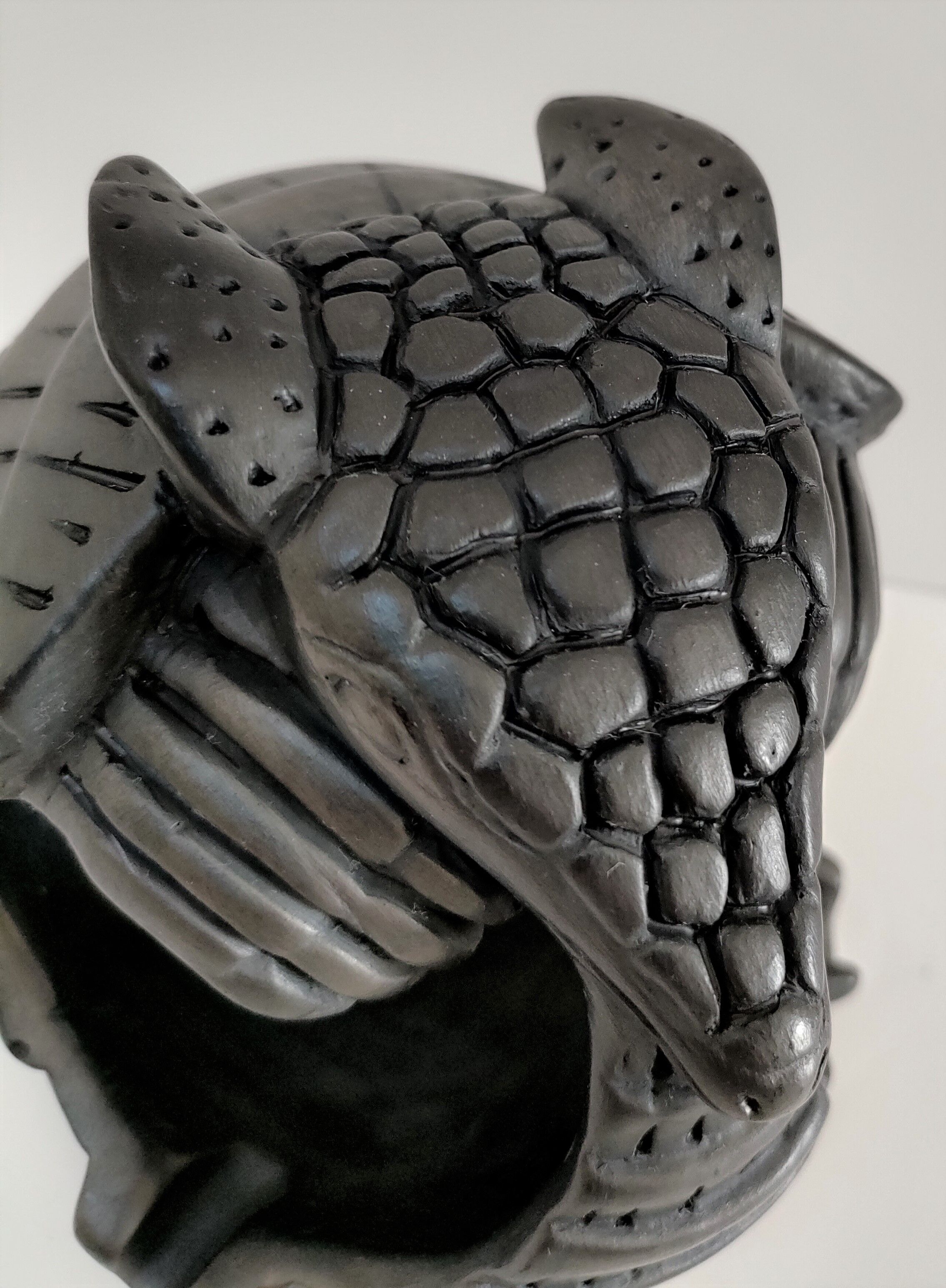 Zoomorphic ashtray armadillo black ceramic signed