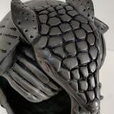 Zoomorphic ashtray armadillo black ceramic signed