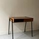 Desk in wood and black metal design 1950