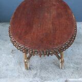 Table basse ovale soleil en rotin vintage