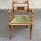 English Regency office chair in solid wood and green velvet