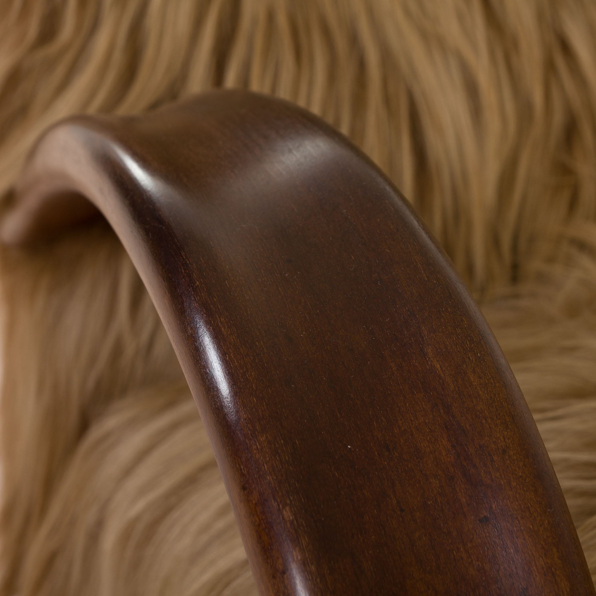 Halabala 269 lounge chair in long hair sheepskin
