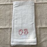 Antique natural linen sheet with OG monogram