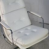 Armchair "Space Age"". Steel and imitation leather. Swivel. France, 70s