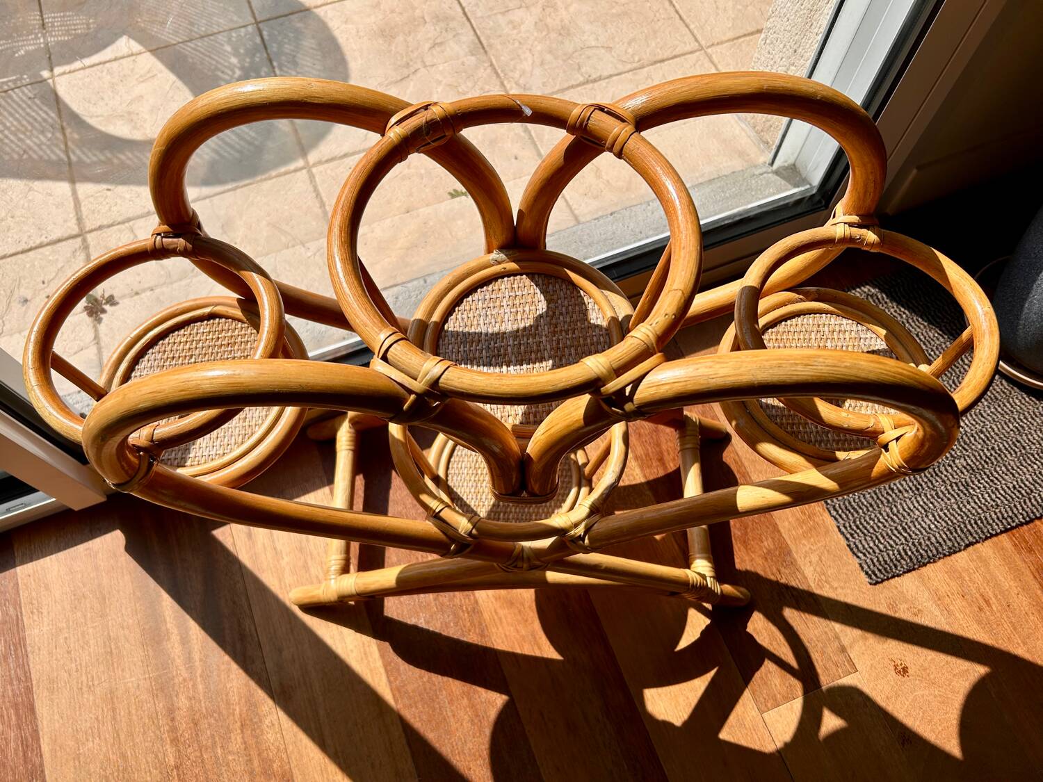 Vintage rattan plant stand – 1970s