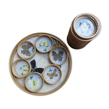 Plateau and 13 vintage butterfly and rattan coasters to be diverted into decorative elements