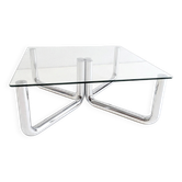 Space age chrome & glass coffee table 1970s