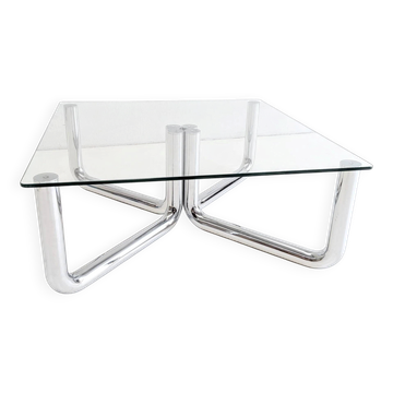 Space age chrome & glass coffee table 1970s