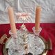 Pair of vintage glass candlesticks in clear glass