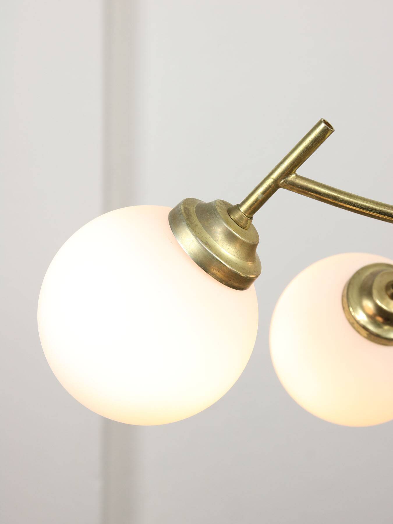 Mid-century Italian Brass and Opaline Chandelier, 50s