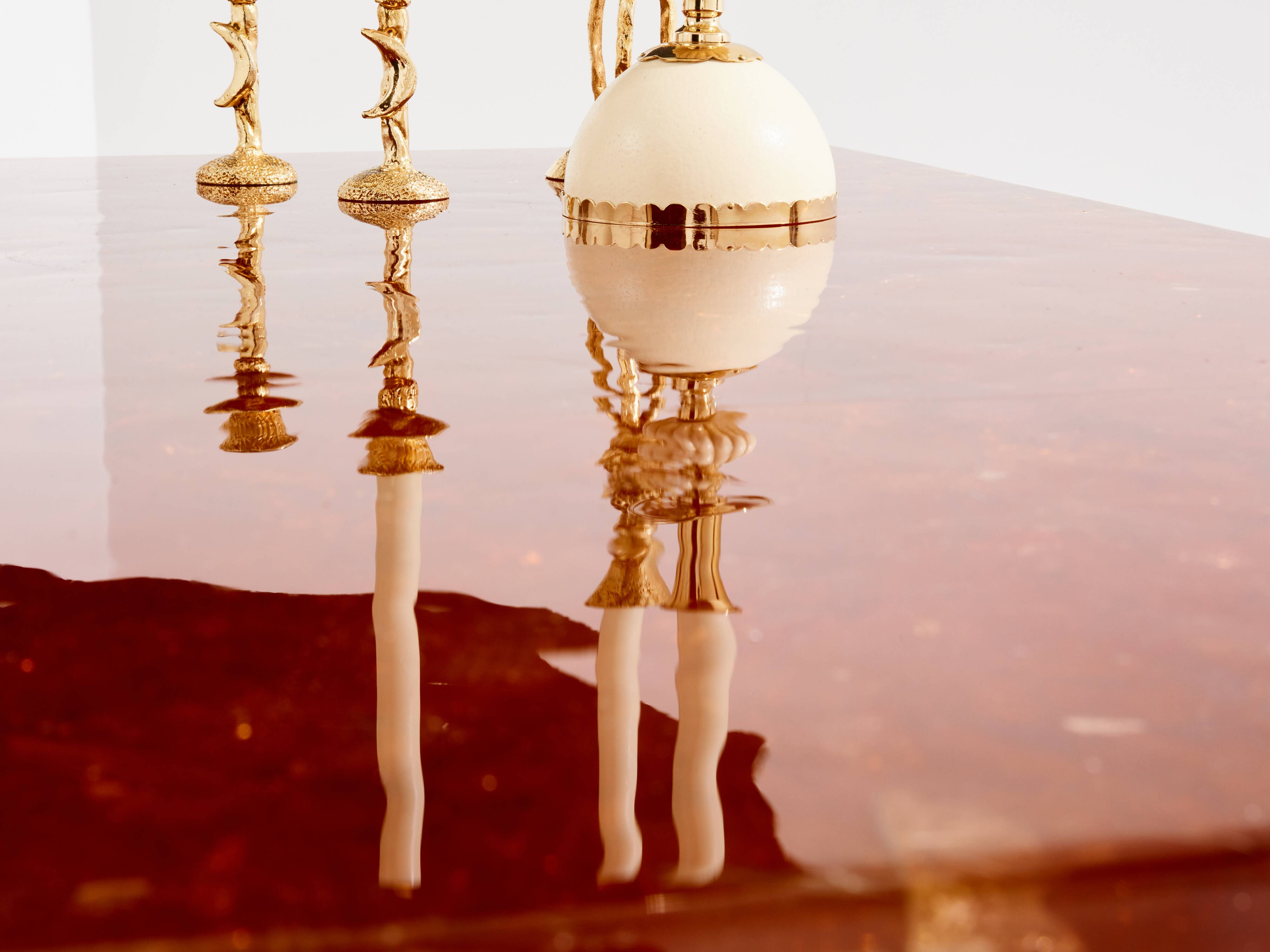 Marie-Claude De Fouquières orange fractal resin coffee table 1970