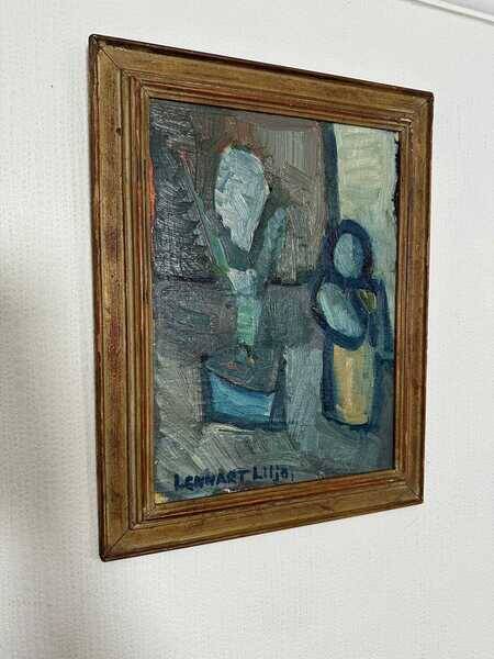 Original mid-century Swedish oil on panel – “Plant Pot” by Lennart Liljo – vintage & framed – 34 × 43 cm