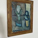 Original mid-century Swedish oil on panel – “Plant Pot” by Lennart Liljo – vintage & framed – 34 × 43 cm