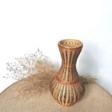 Wicker and woven bamboo vase