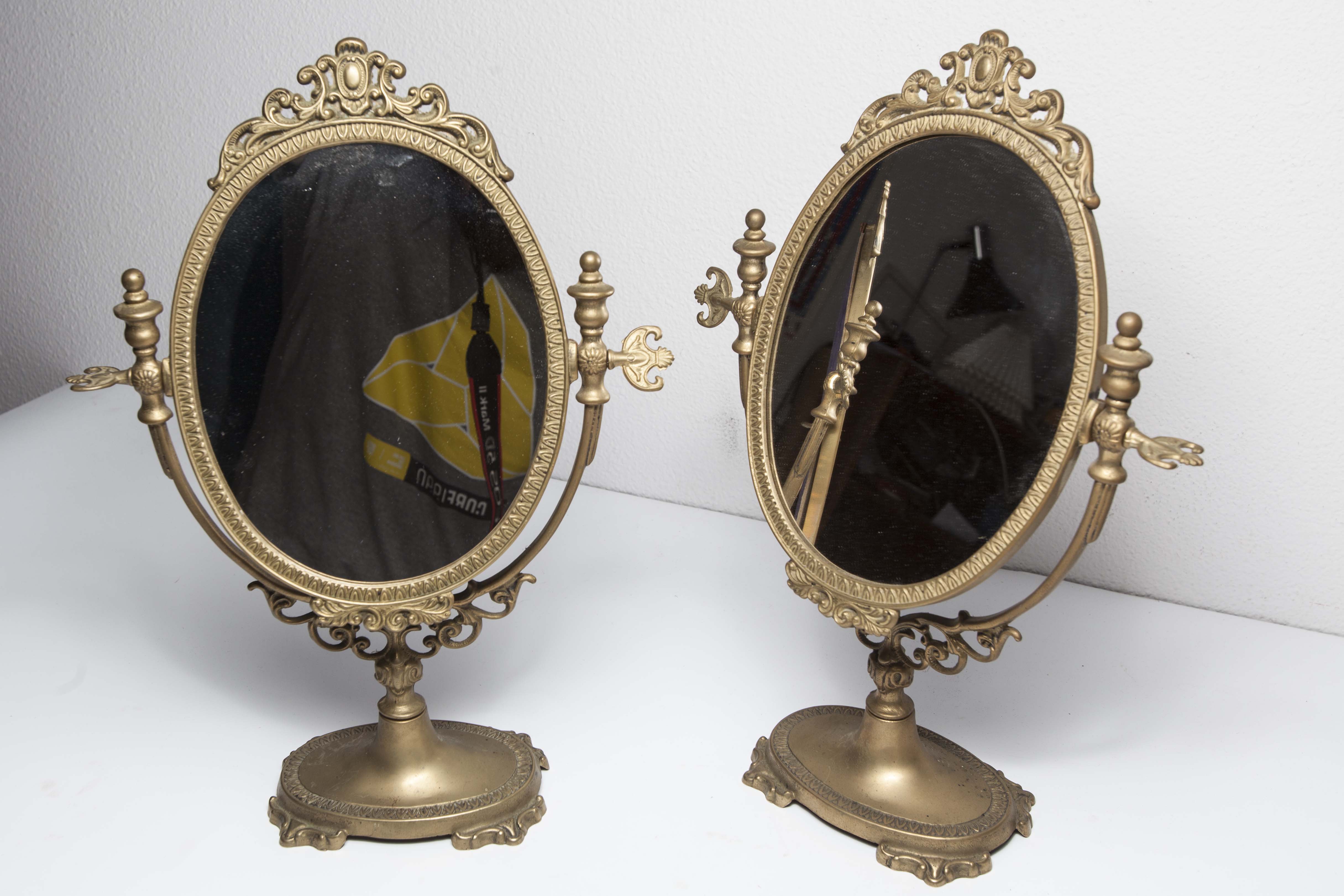 Pair of brass table mirror  28x39cm