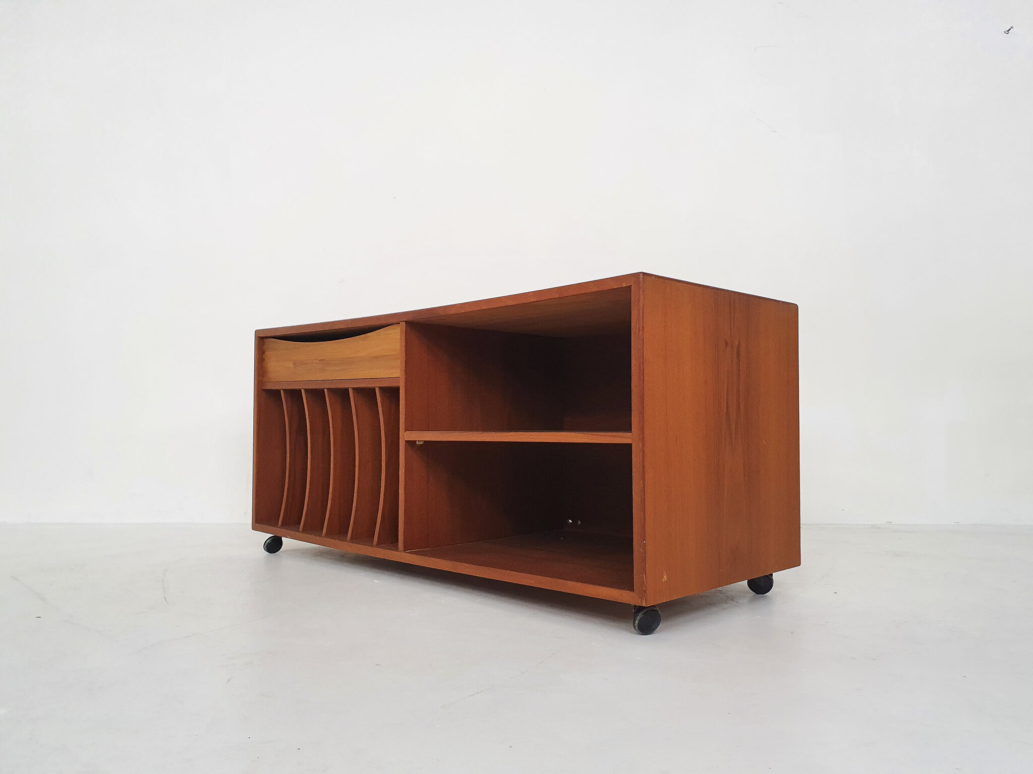 Scandinavian modern teak record player cabinet, Denmark 1960's