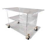 Plexiglas side table on casters by David Lange circa 1970