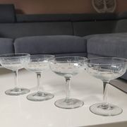 Lot of 4 Art Deco champagne coupes / Verreries de Doyen. Half crystal.