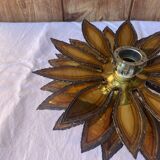 Applique murale fleur metal doré vintage