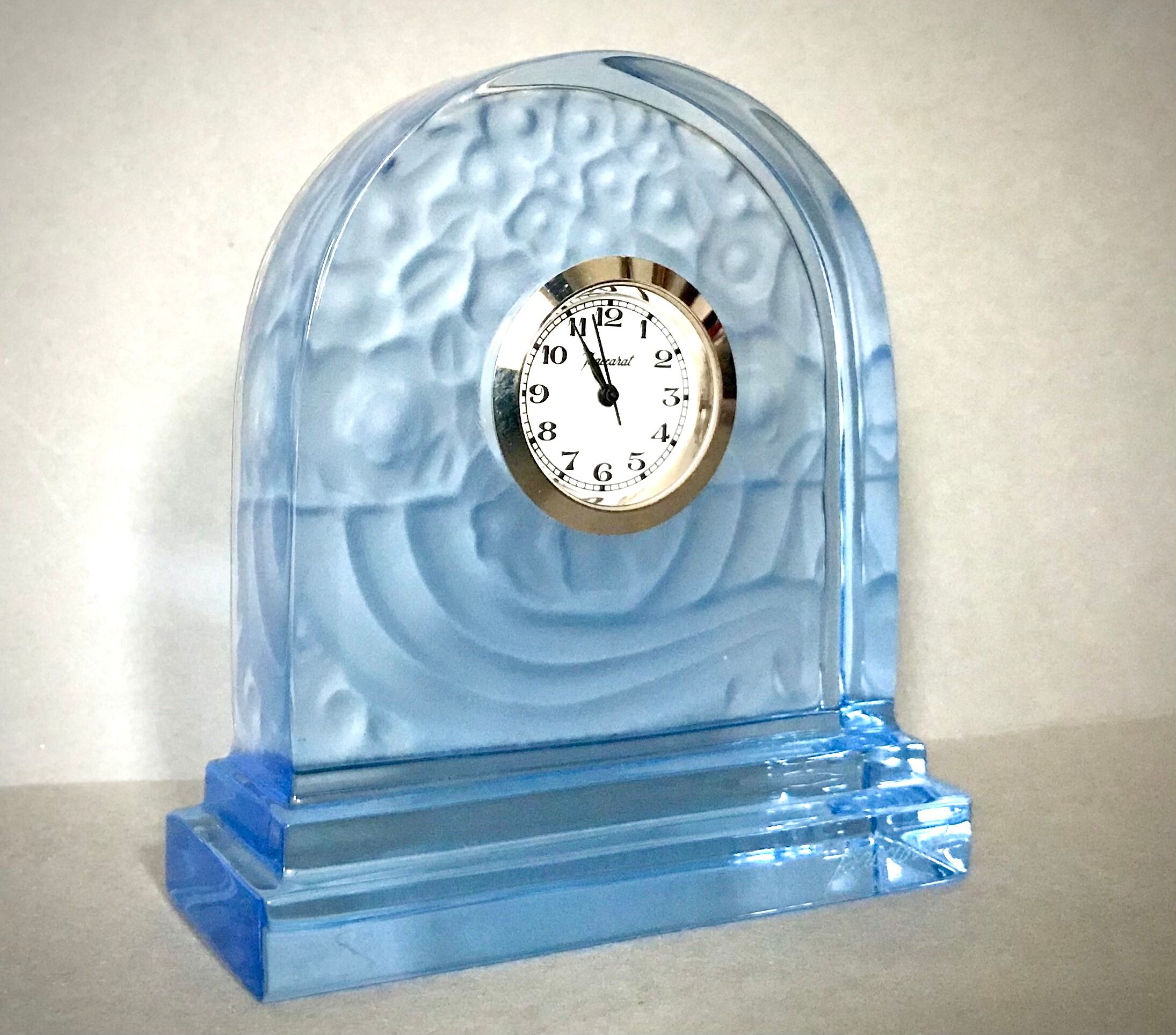Signed Baccarat crystal desk clock