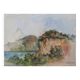 Gilbert Pastor: Snowy summit behind a hill, original signed watercolor