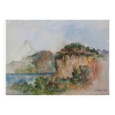 Gilbert Pastor: Snowy summit behind a hill, original signed watercolor