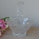 Vintage 1970s crystal basket – oval bowl with handle