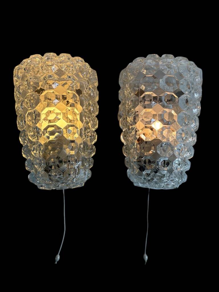 Helena Tynell Glashütte Limburg 1960 vintage Germany wall lights x2