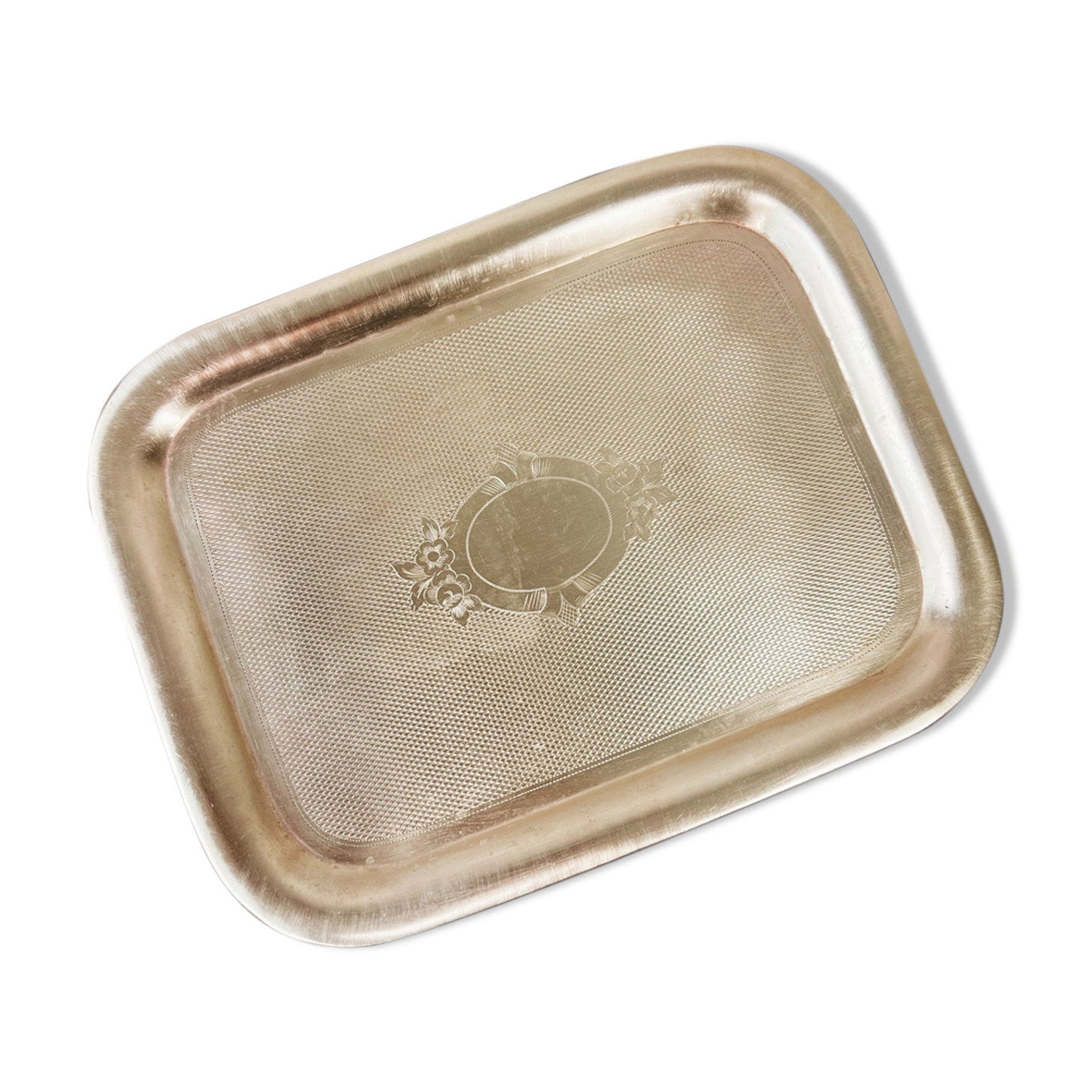 Golden and chiseled brass serving tray