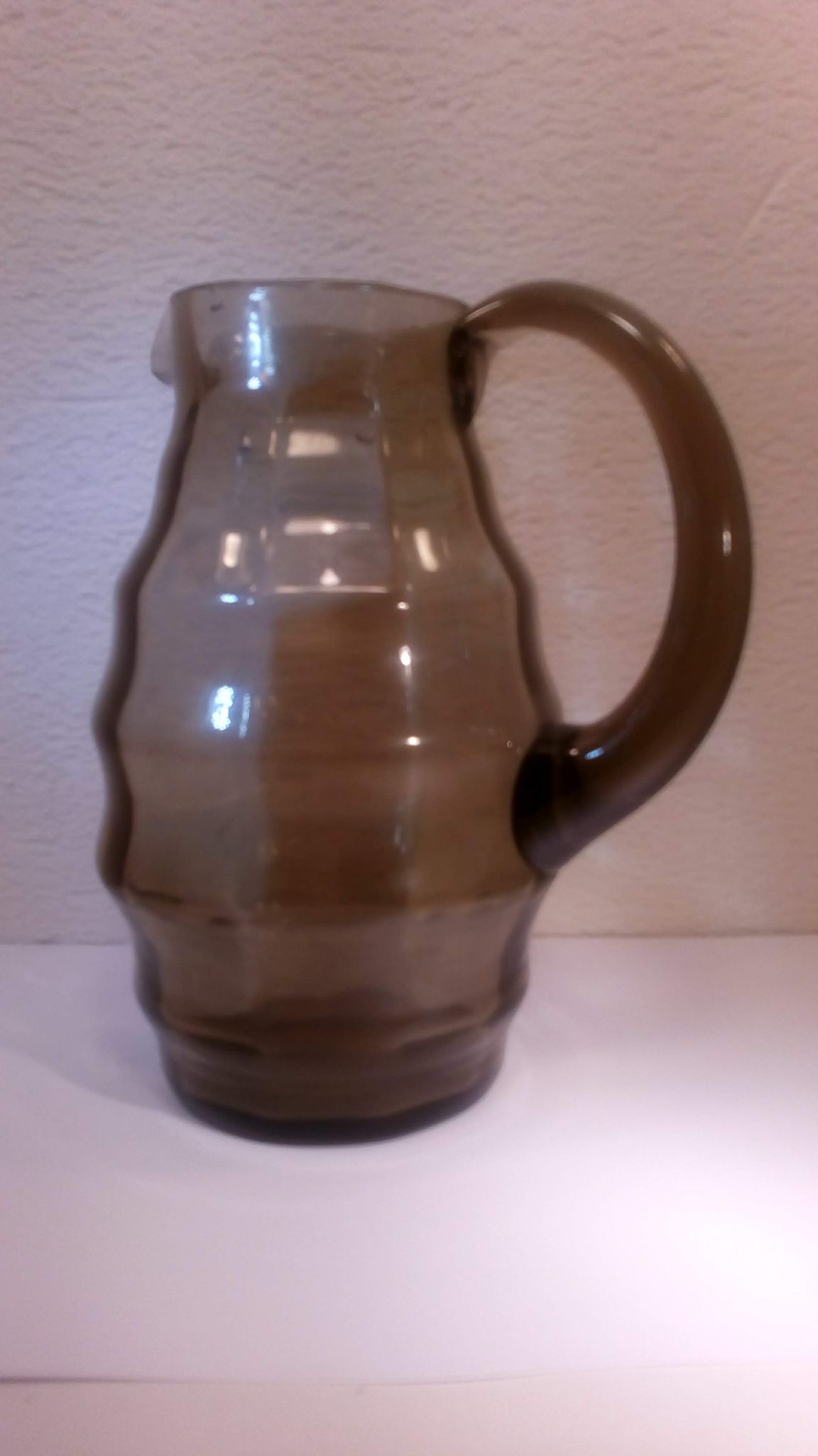Blown glass pitcher, smoked "Art-déco"