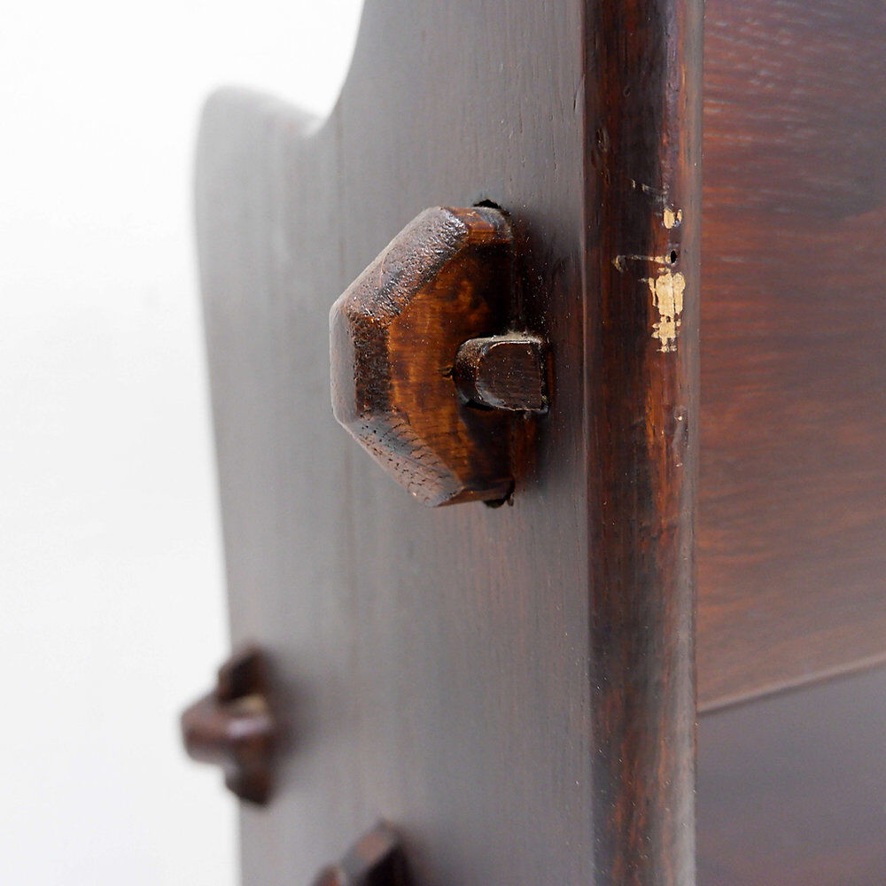 Vintage solid wood church bench from the 20th century.