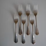 6 silver metal table forks P de Ruolz silver plated forks 21 cm