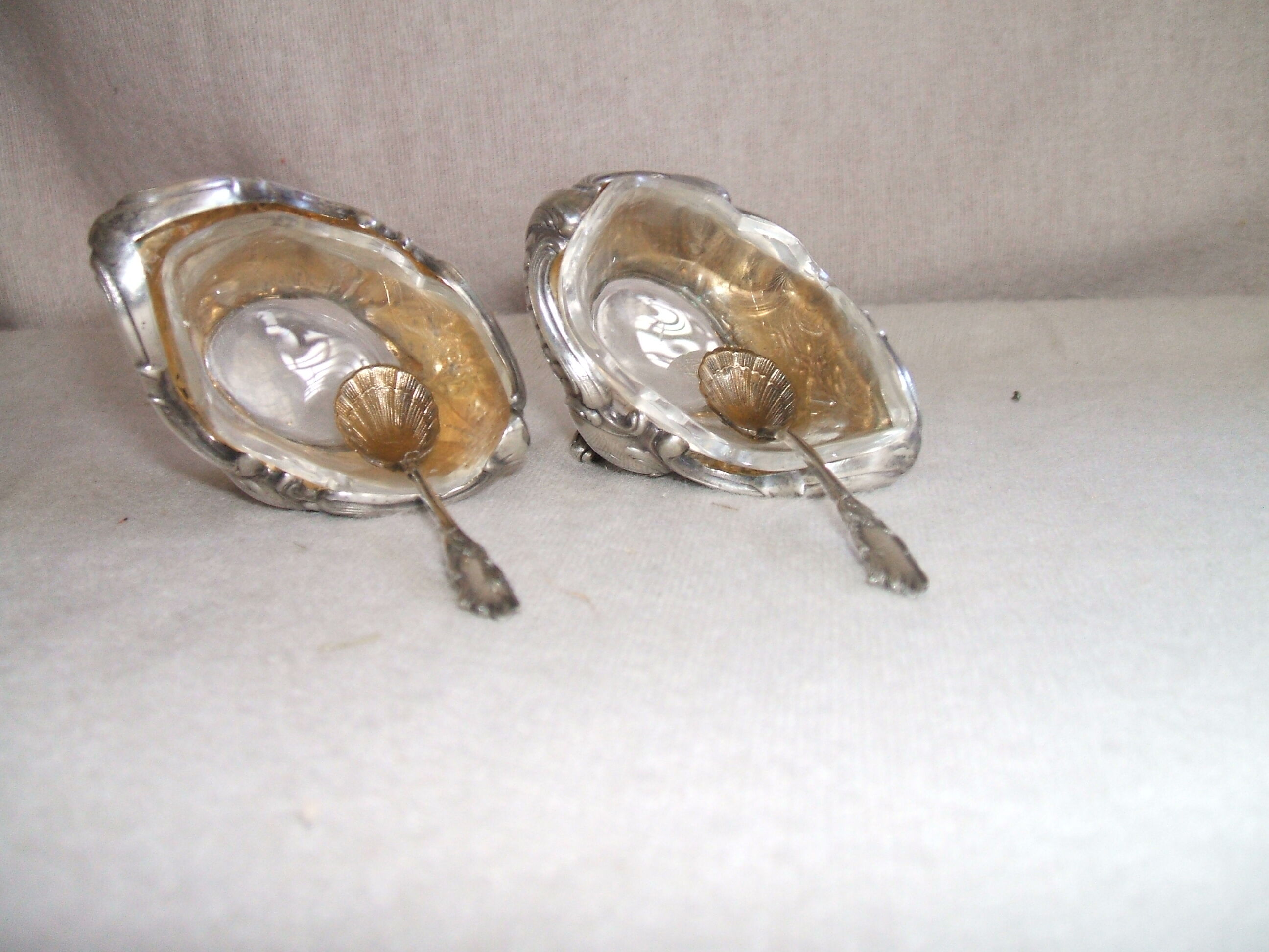 Pair of solid silver salerons