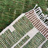 Tapis berbère marocain vert en laine – Tapis couloir artisanal design 80x37