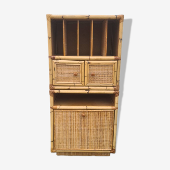 Modular storage unit Secretary, sideboard, vinyl Vintage bamboo rattan