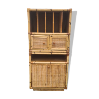 Modular storage unit Secretary, sideboard, vinyl Vintage bamboo rattan