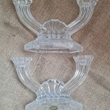 Pair of crystal candle holders