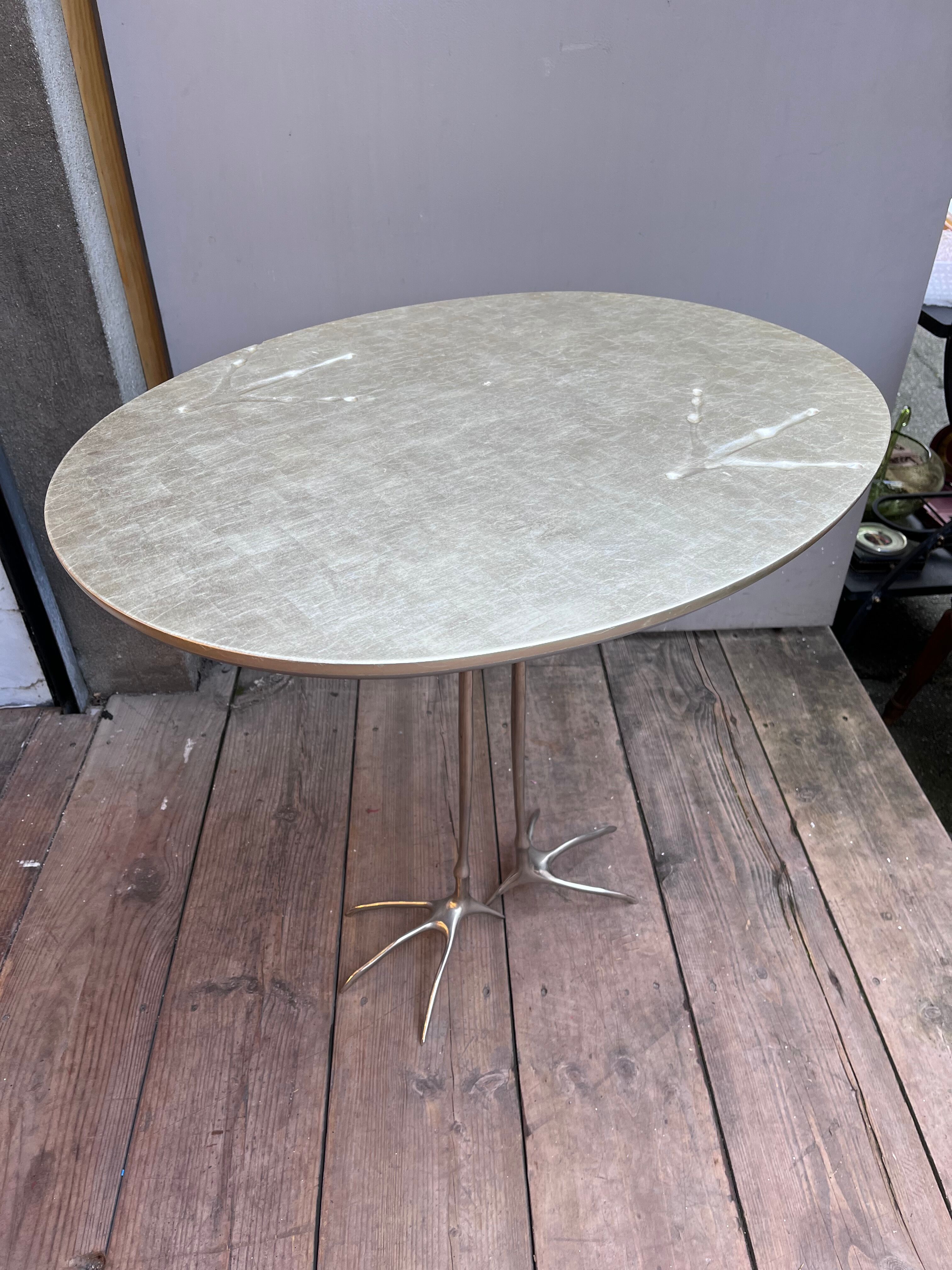 Sculptural table Traccia Merret Oppenheim silver edition Cassina