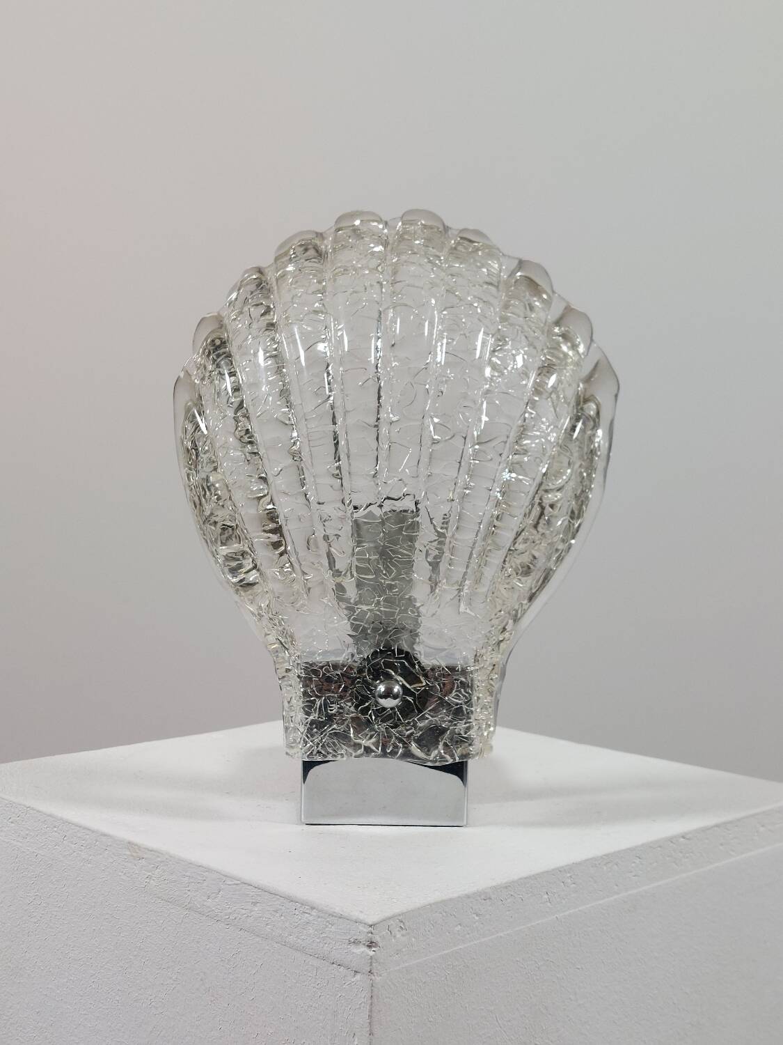 Vintage Murano craquelee glass chrome wall lamp