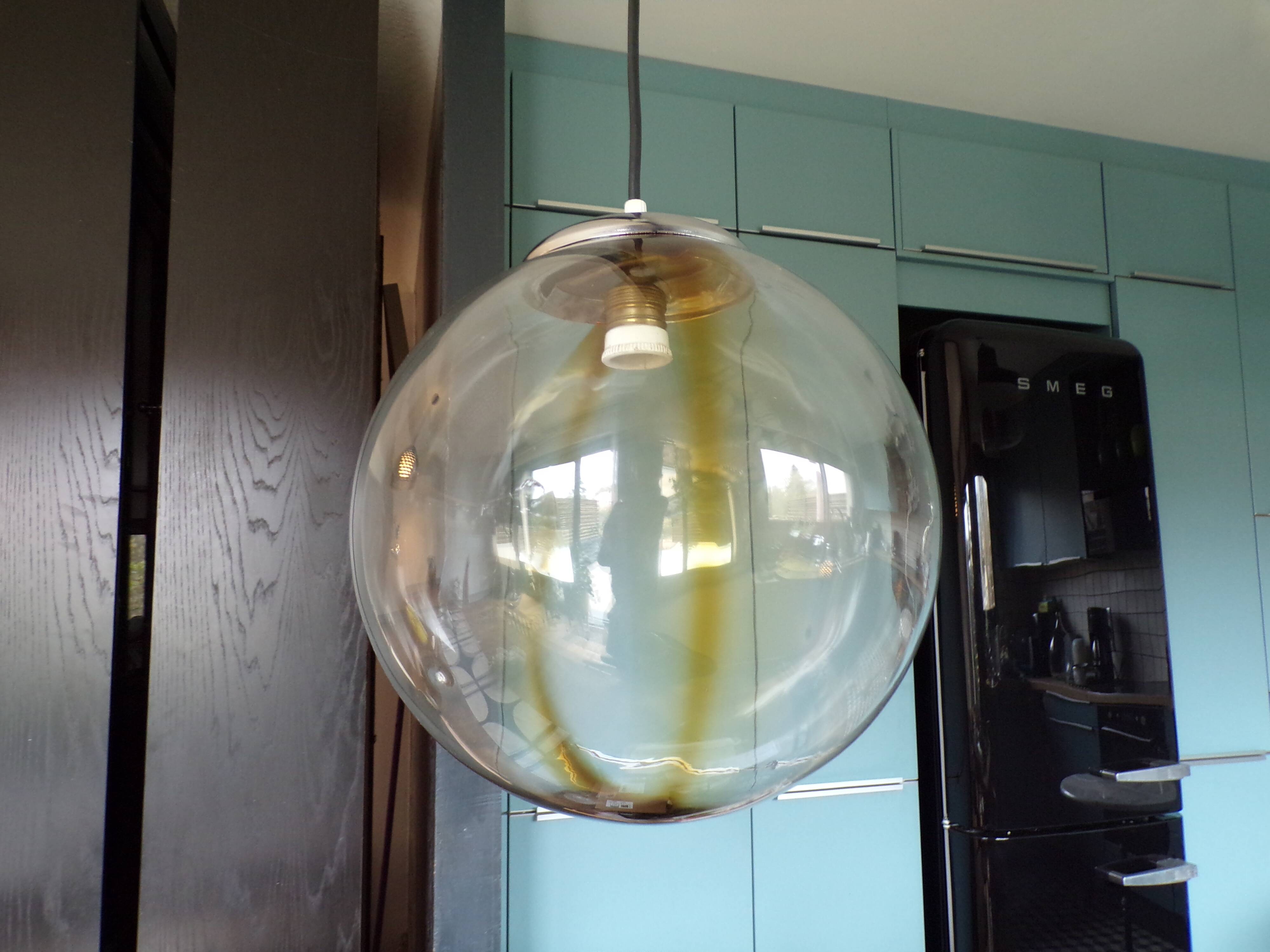 Blown glass globe suspension Ø30cm