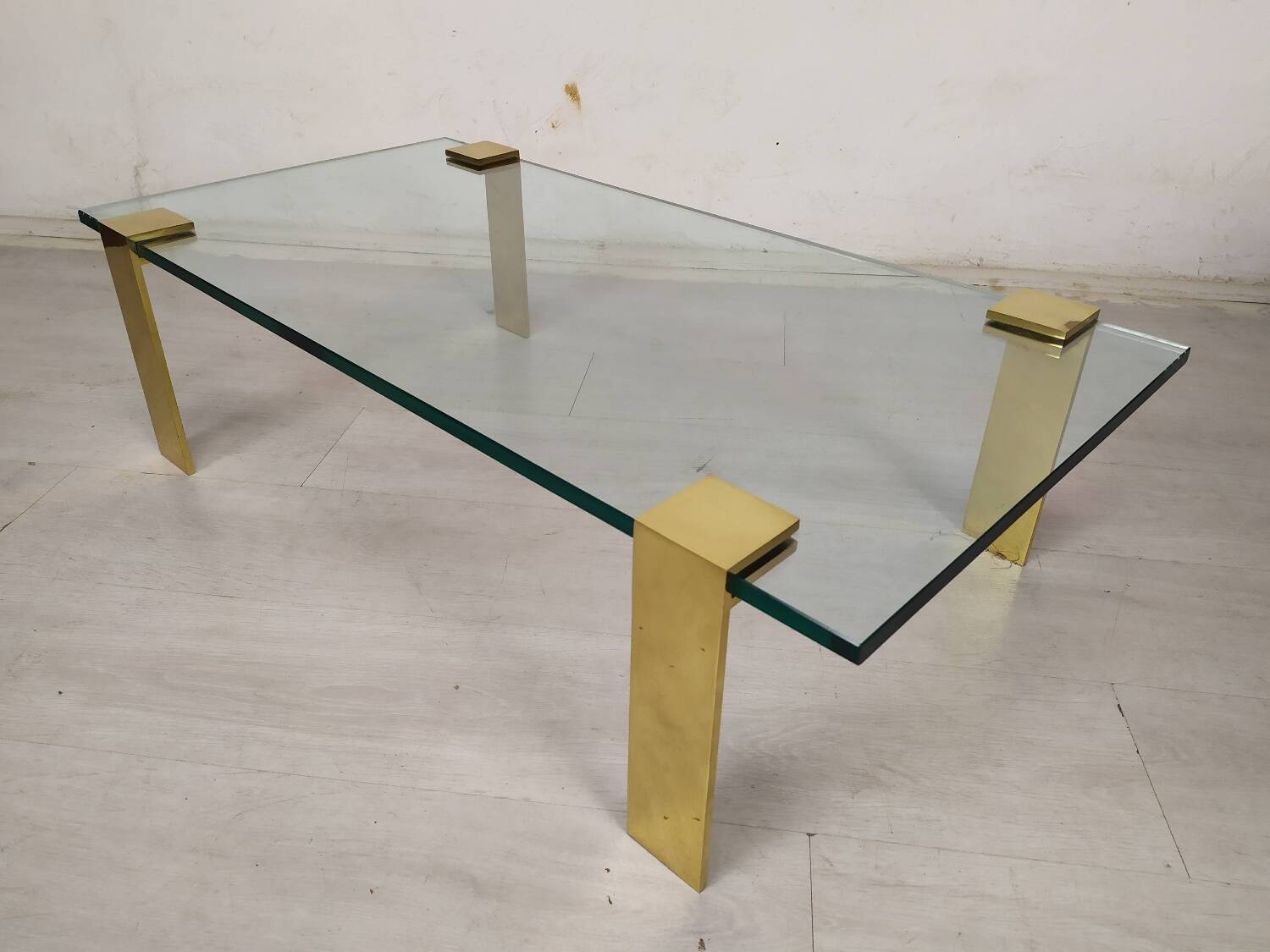 Coffee table glass brass gold