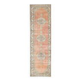 Tapis couloir vintage turc Oushak fait à la main en laine et coton rouge 94x335