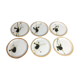 6 ceramic dessert plates, La Colombe pottery