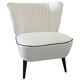 Vintage white cocktail chair in fabric and wood, shell backrest from the 1950s.
