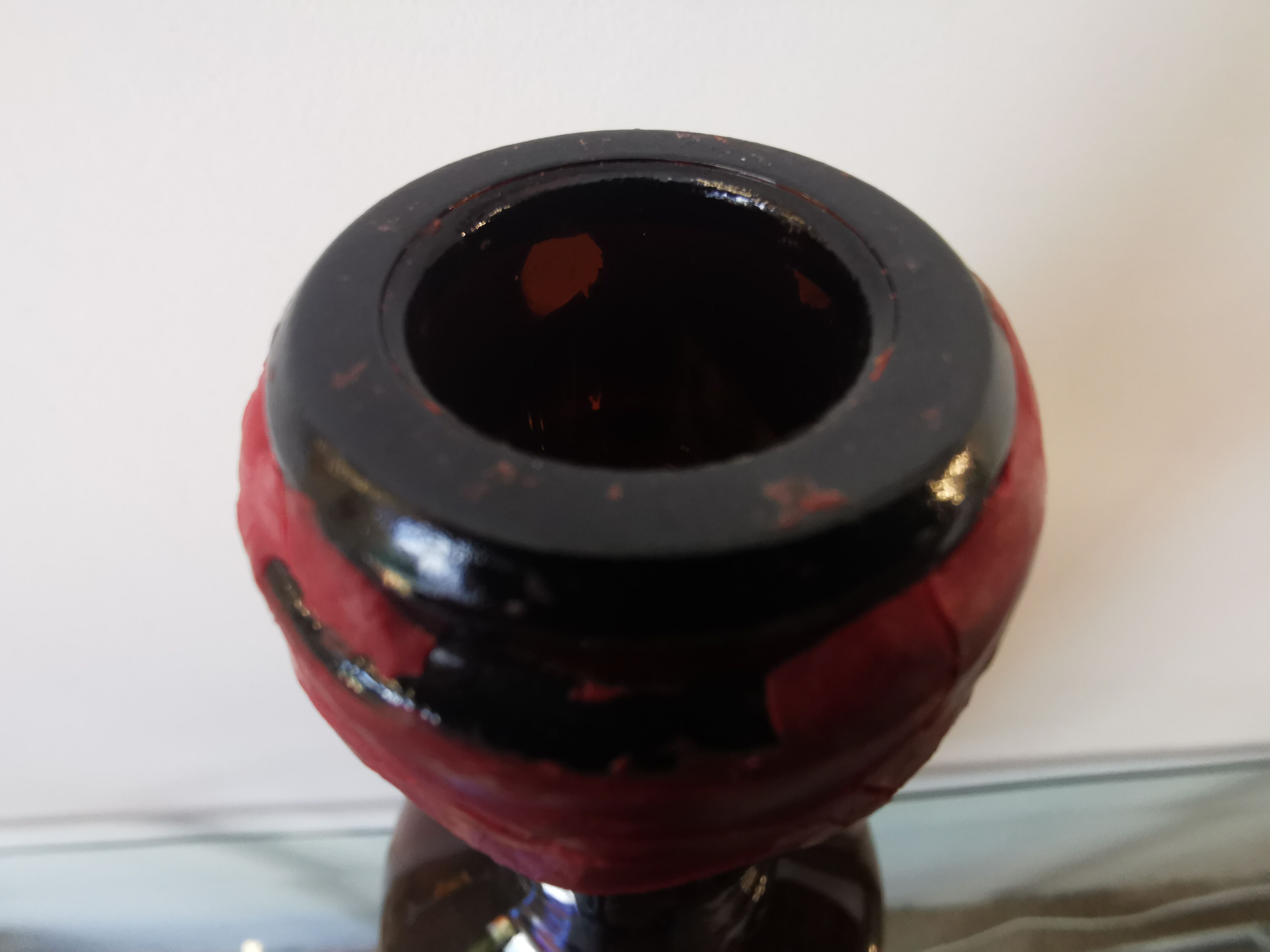 Vintage xxl bottle (46cm)in amber blown glass