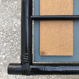 Black lacquered rattan mirror