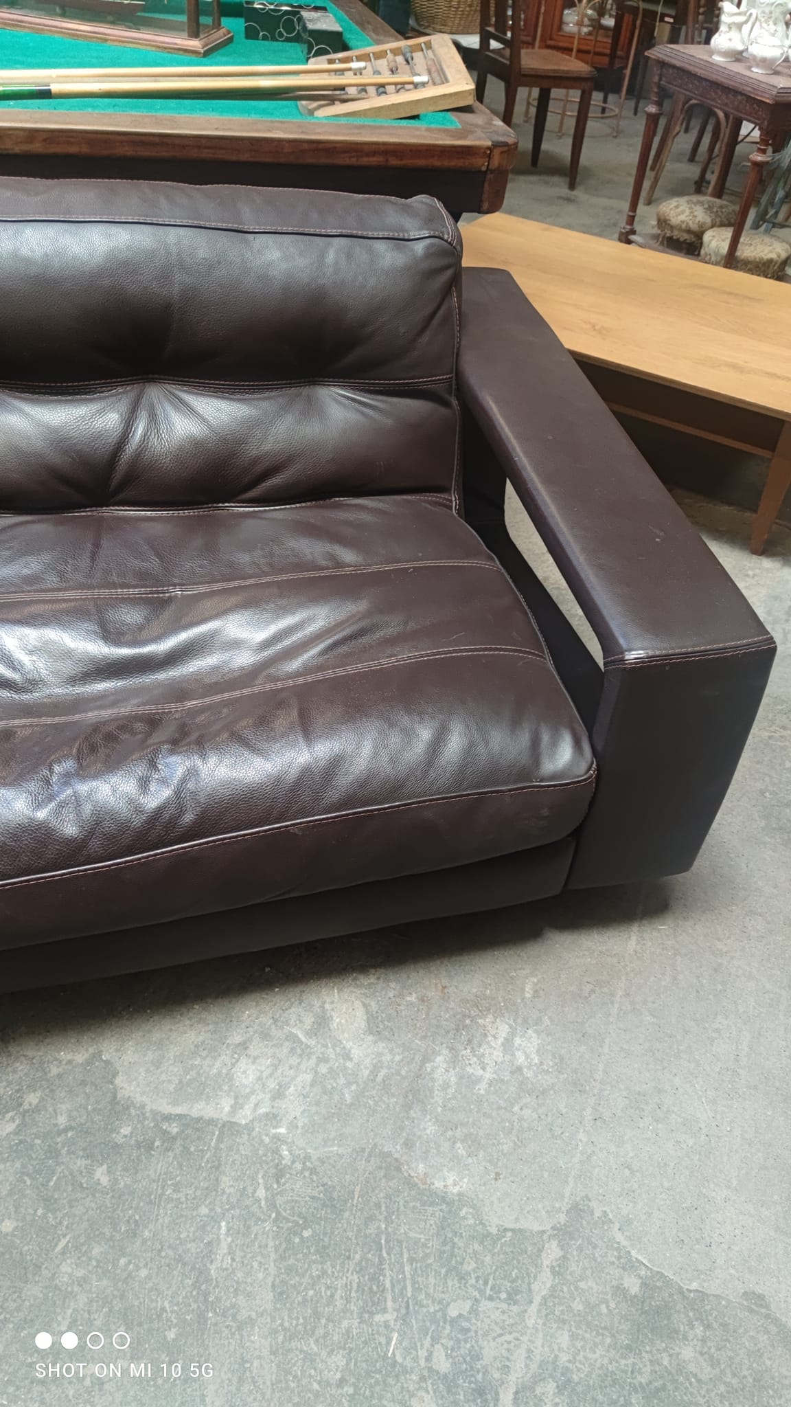 Four-seater sofa in dark brown leather from Steiner by designer Pascal Daveluy, model