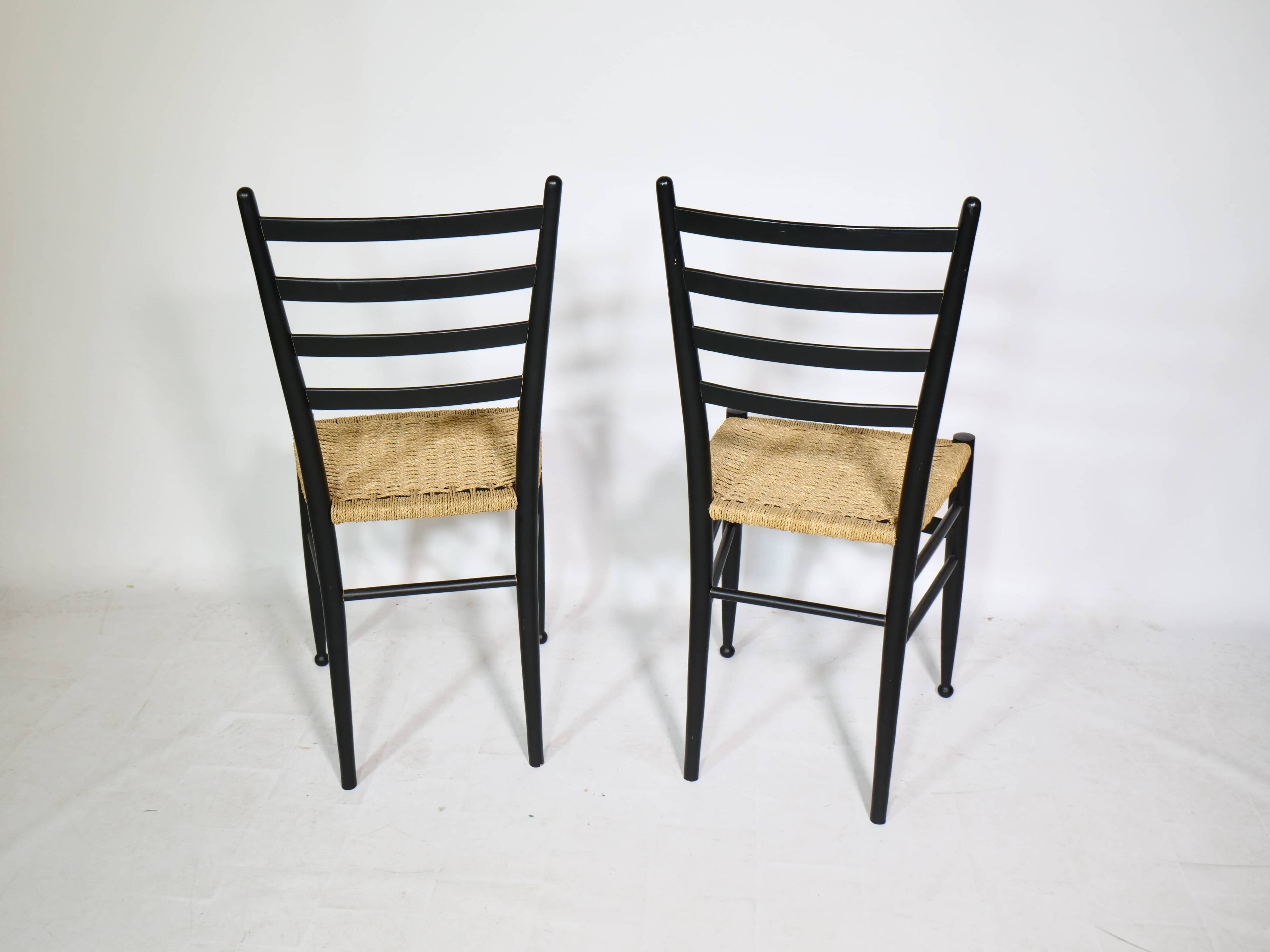 Mid-Century Italian Dining Chairs with Woven Seats, Set of 6, 1960s–70s